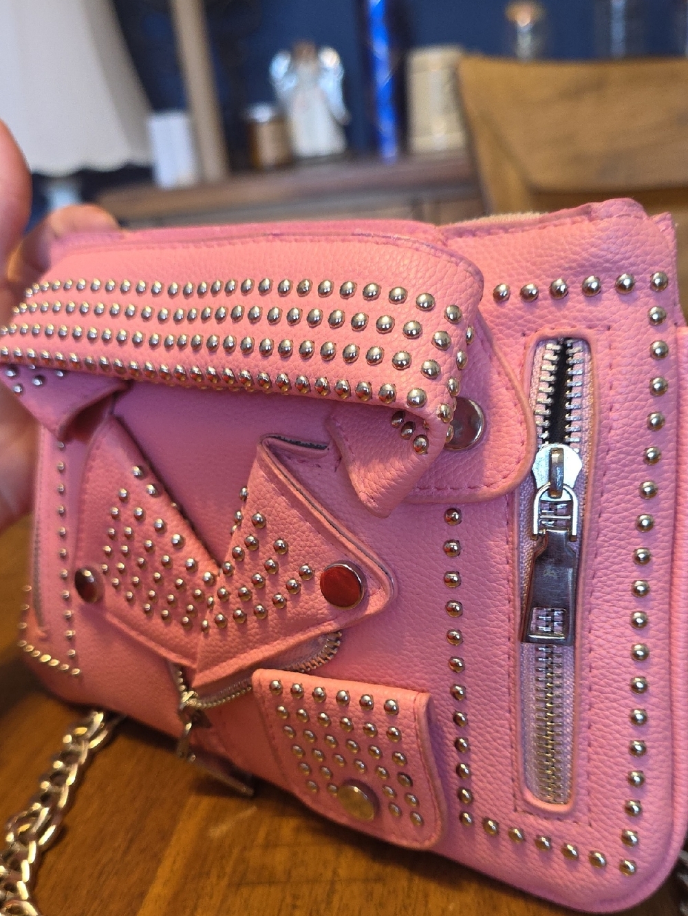 Studded Pink Leather Crossbody Bag - Fashion Statement - Picture 11 of 16